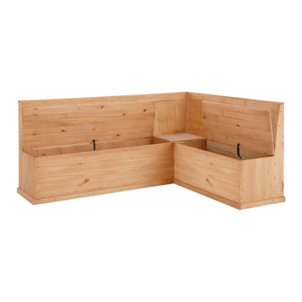 Rohová lavice z borovicového dřeva s úložným prostorem Støraa Silas