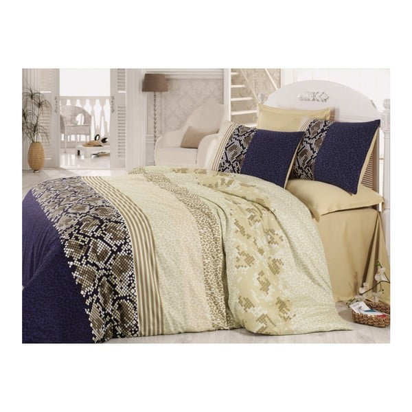 Памучно спално бельо за двойно легло с чаршаф Mandara, 240 x 260 cm - Gold Case