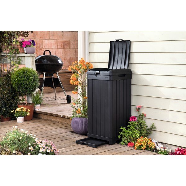 Черен контейнер за градински отпадъци на колела , 125 л - Keter-image-1