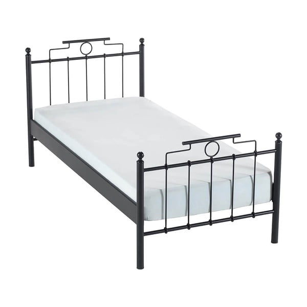 Черно метално единично легло с решетка 120x200 cm Hatkus - Kalune Design