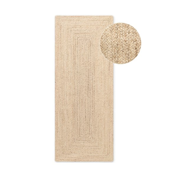 Двустранна/ръчно изработена ютена пътека в светло естествен цвят 80x200 cm Sharmila Natural White – Hanse Home