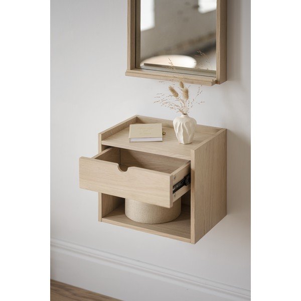 Висящо нощно шкафче с рафтове, изработено от дъбова дървесина в естествен цвят Hillmond - Rowico-image-4