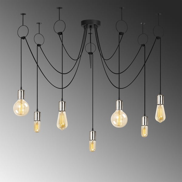 Черно висящо осветително тяло за 7 крушки Sirin - Opviq lights-image-1