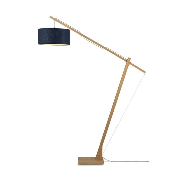 Подова лампа с тъмносин абажур и бамбукова конструкция Montblanc - Good&Mojo