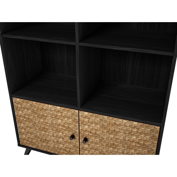 Черна етажерка за книги от екзотична дървесина 92x160 cm Hanoi - Marckeric-image-1