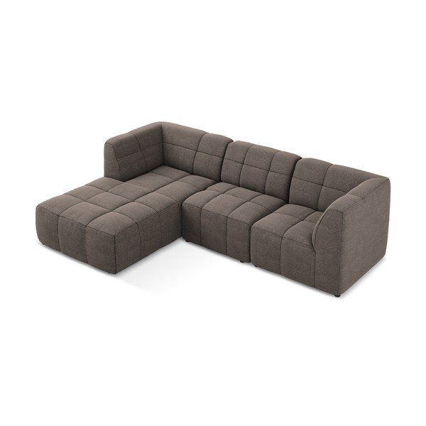 Кафяв ъглов диван от прежда с примки от букле (ляв ъгъл) Aloha – Makamii-image-3