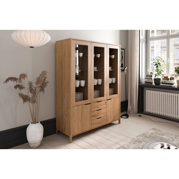 Витрина от масивен дъб в естествен цвят  140x188 cm Twig – The Beds-image-3