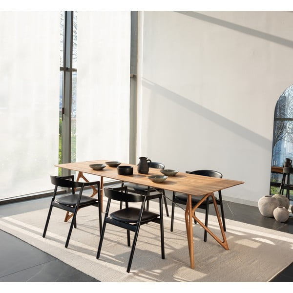 Трапезен стол от масивна дъбова дървесина със сива седалка Muna - Gazzda-image-2