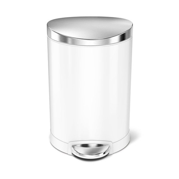 Бяло стоманено кошче за боклук с педал 6 l – simplehuman-image-4