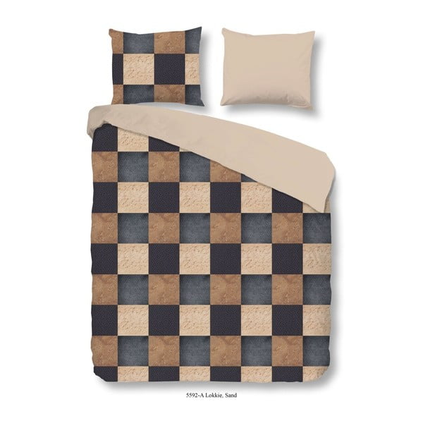 Кафяво памучно спално бельо за двойно легло Lokkie, 200 x 240 cm - Good Morning