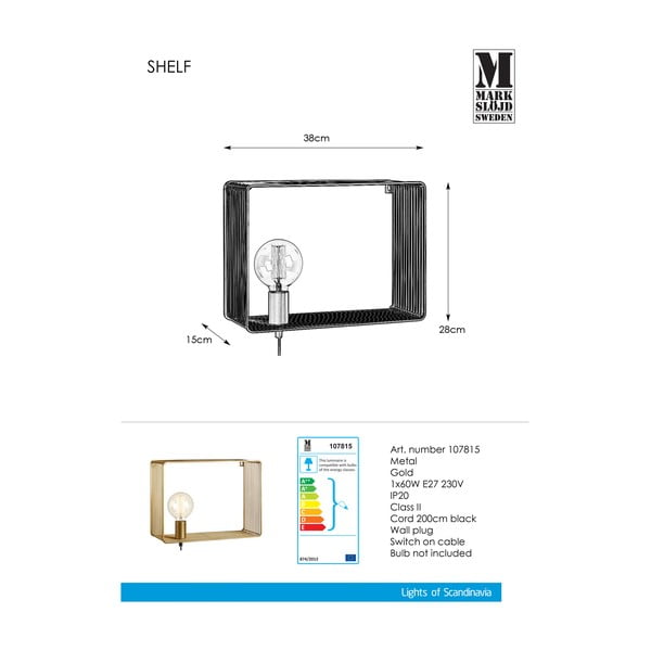 Стенна лампа в златисто Wall Gold Shelf - Markslöjd-image-2