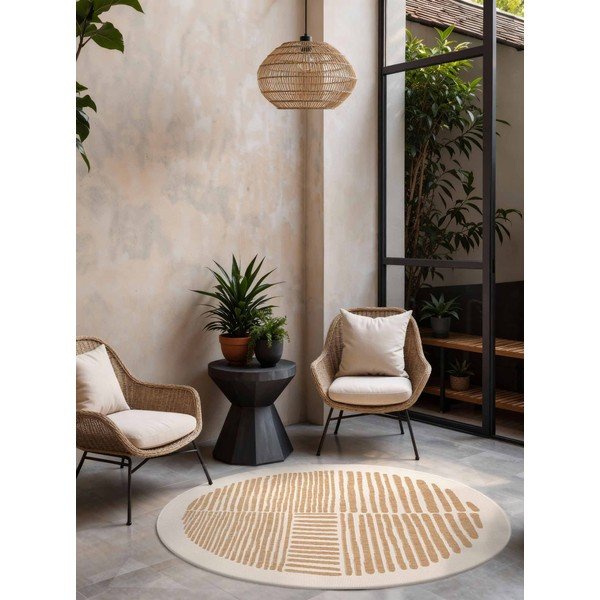 Кремав/в естествен цвят кръгъл килим за открито и закрито ø 160 cm Haringey Bounds – Ted Baker-image-1