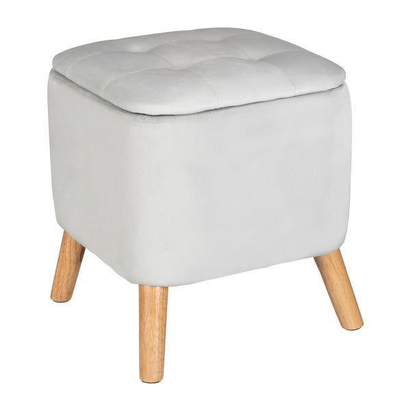 Светлосива кадифена табуретка - Wenko-image-2