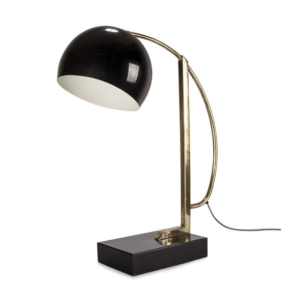 Черна гланцирана настолна лампа с метален абажур (височина 56 cm) Antique – HF Living