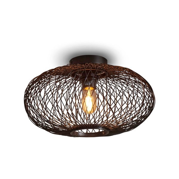 Черна лампа за таван с бамбуков абажур ø 40 cm Cango - Good&Mojo