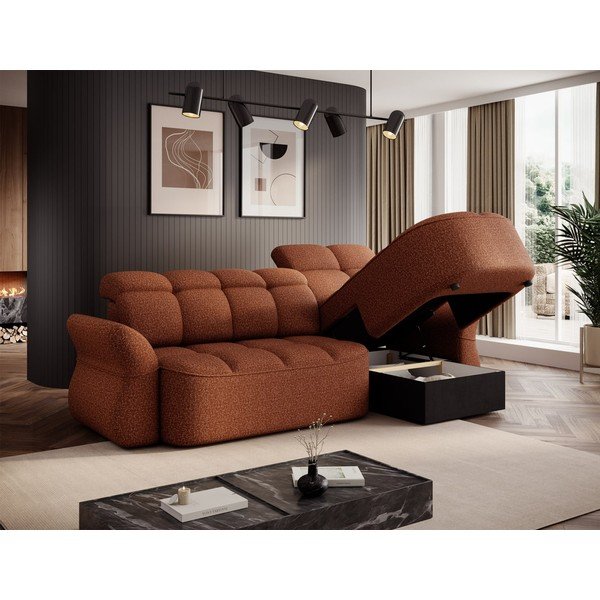 Теракотен кадифен разтегателен ъглов диван с място за съхранение (десен ъгъл) Beneth – ELTAP-image-4