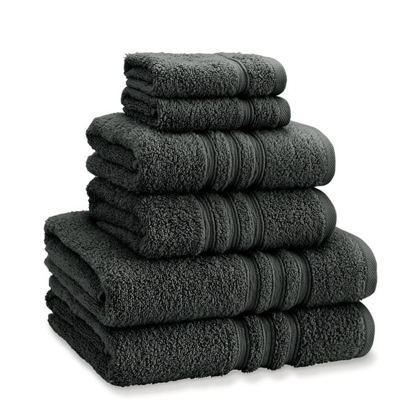 Тъмносиви памучни хавлии и кърпи за баня в комплект от 6 бр. от тери Zero Twist – Catherine Lansfield