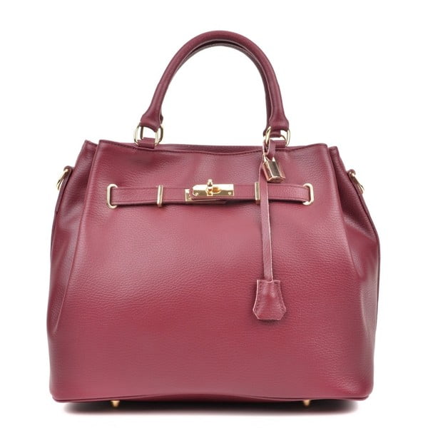 Кожена чанта Paris Vino в цвят бордо - Isabella Rhea