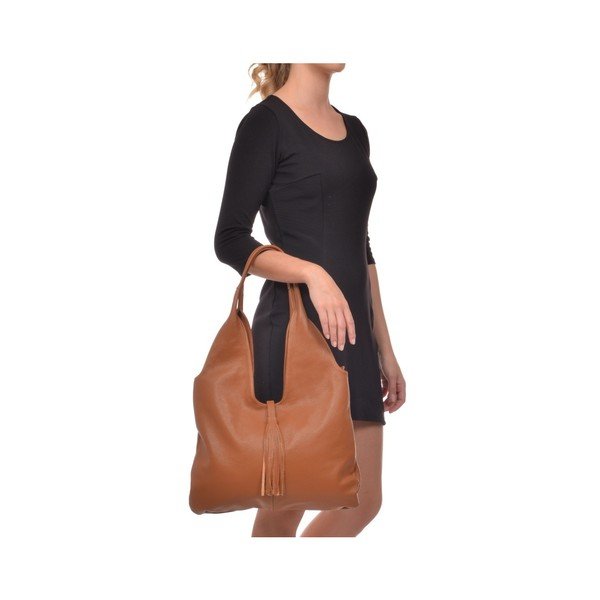 Кафява кожена чанта в цвят коняк Paredo Cognac - Roberta M-image-4