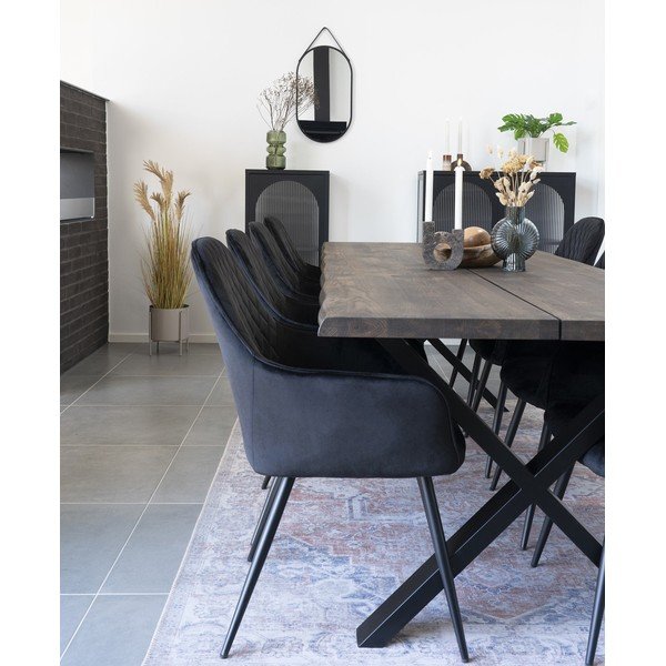 Черни тапицирани трапезни столове в комплект с подлакътници 2 бр. Harbo – House Nordic-image-1