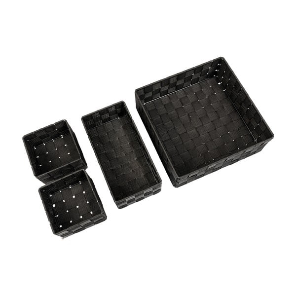 Черни пластмасови органайзери за баня в комплект от 4 Adria - Wenko