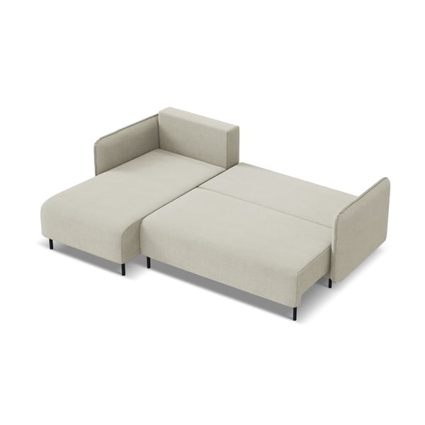 Бежов разтегателен ъглов диван с място за съхранение (ляв ъгъл) Luana – Makamii-image-2