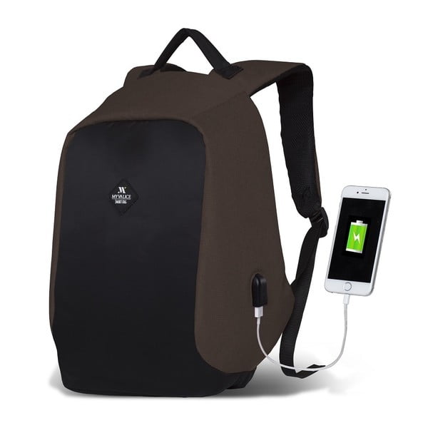 Тъмнокафяво-черна раница с USB порт My Valice SECRET Smart Bag - Myvalice