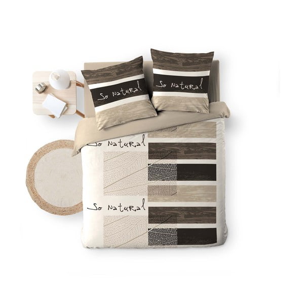 Кафяво двойно  памучно спално бельо 200x200 cm So Natural – douceur d'intérieur