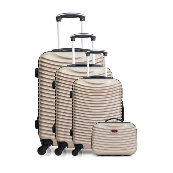 Sada 4 cestovních kufrů ve zlatobéžové barvě na kolečkách Hero Etna-C