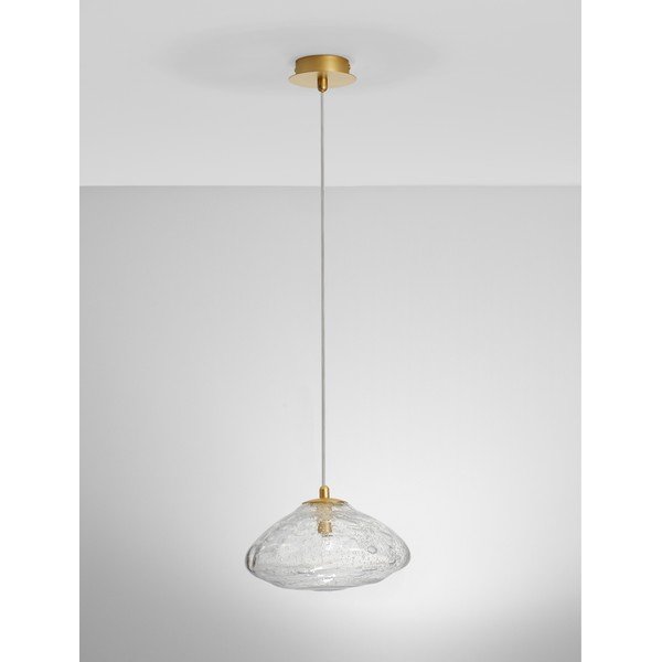 Стъклено висящо осветително тяло в месингов цвят ø 26 cm King – Nova Luce-image-3