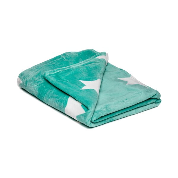 Мента зелено микро плюшено одеяло Stars, 150 x 200 cm - My House