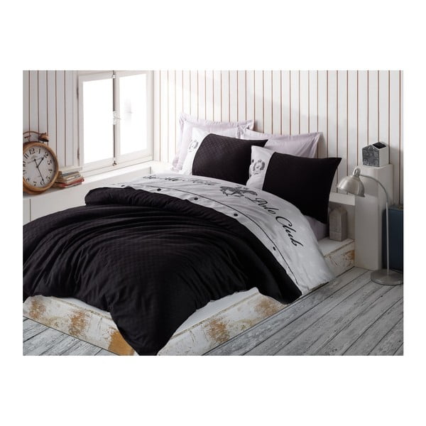 Спално бельо от памучен сатен за двойно легло Черно, 200 x 220 cm - Beverly Hills Polo Club