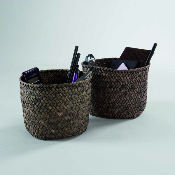 Sada 2 tmavě hnědých úložných košíků Compactor Rush Baskets