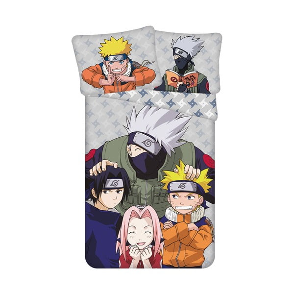Единично  памучно детско спално бельо 140x200 cm Naruto "Grey" – Jerry Fabrics