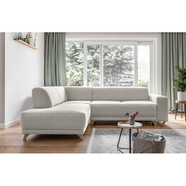 Бежов разтегателен/с място за съхранение ъглов диван (ляв ъгъл/L форма) Classy Sophie – Miuform-image-1