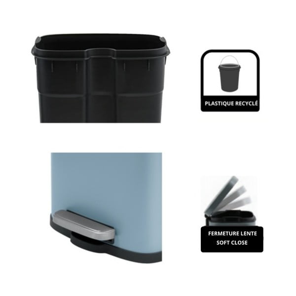 Светлосиньо стоманено кошче за боклук с педал 5 l   Akira – Spirella-image-4