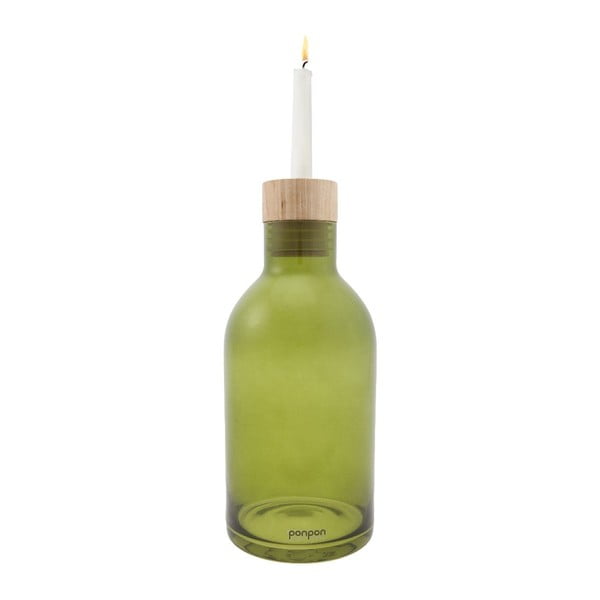 Váza/svícen Bottle 25,5 cm, zelená