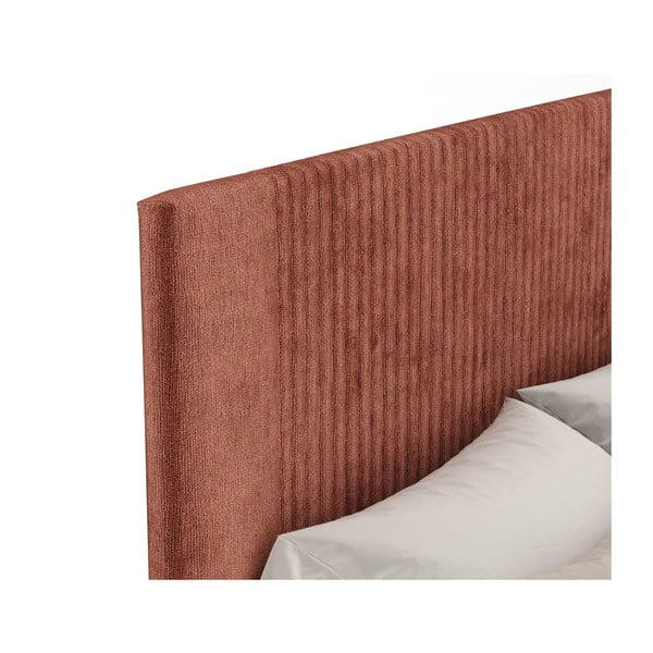 Двойно легло 180x200 cm тапицирано с място за съхранение с включена подматрачна рамка тухлен Etero – Maison de Rêve-image-4