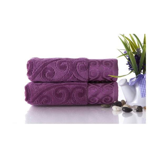 Set dvou ručníků Hanzade Plum Color, 50x90 cm