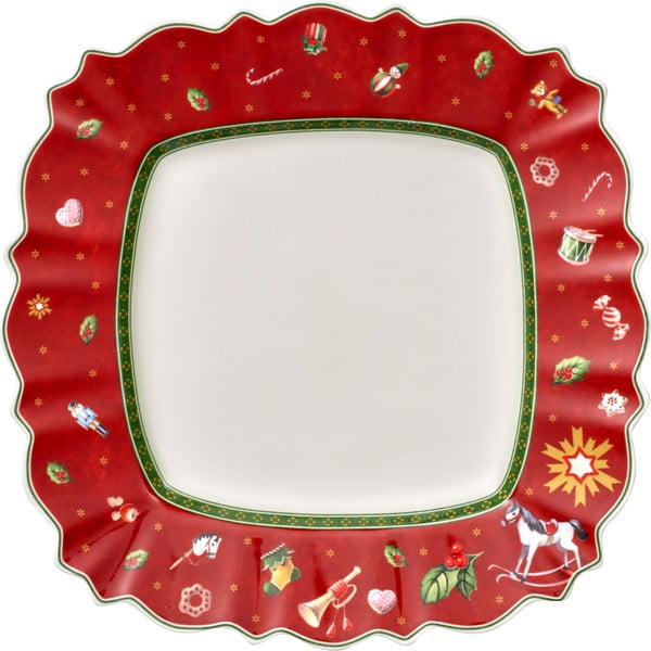 Червена порцеланова чиния с коледен мотив Villeroy & Boch, 28 x 28 cm - Villeroy&Boch