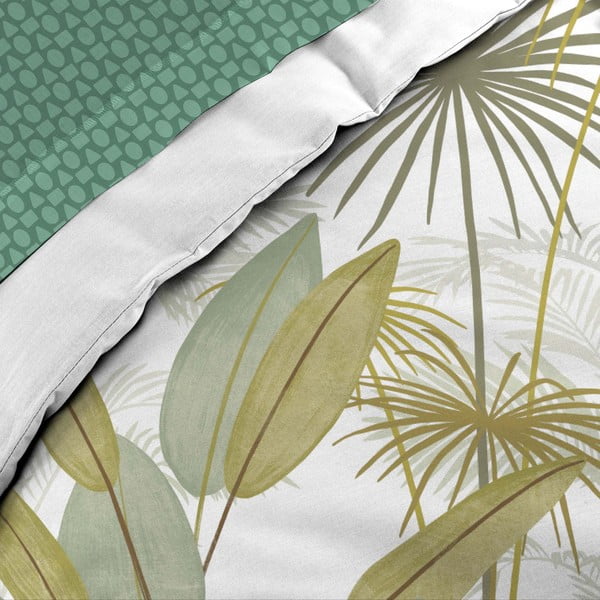 Бяло/зелено двойно удължено памучно спално бельо с включен долен чаршаф 6 части 240x220 cm Otika – douceur d'intérieur-image-2