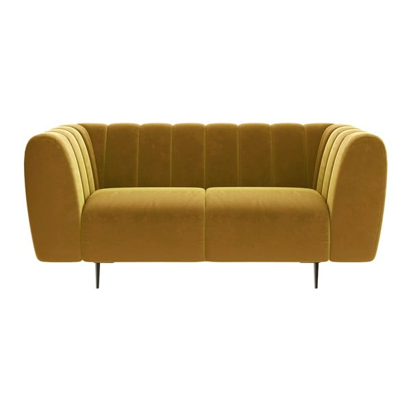Меденожълт кадифен диван , 170 cm Shel - Ghado