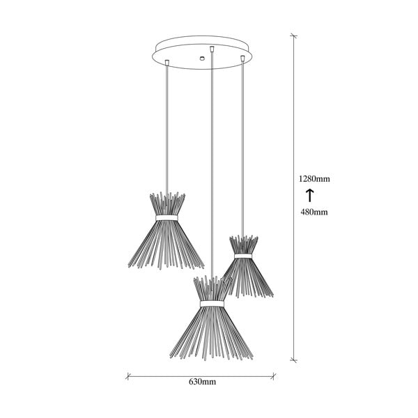 Черно висящо осветително тяло с метален абажур ø 63 cm Kirpi – Opviq lights-image-3