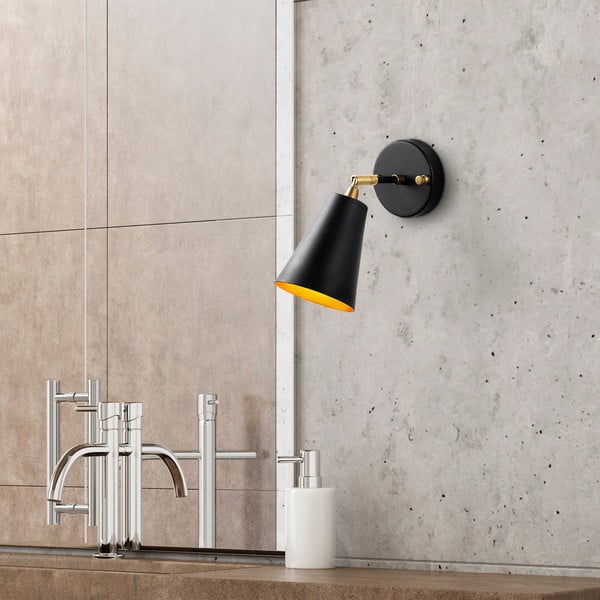 Черна/ в златист цвят стенна лампа ø 10 cm Evander – Opviq lights-image-3