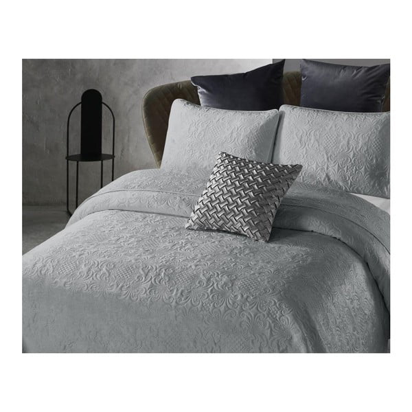 Světle šedý přehoz z mikroperkálu s povlakem na polštář Dreamhouse Velvet Clara, 180 x 250 cm-image-1