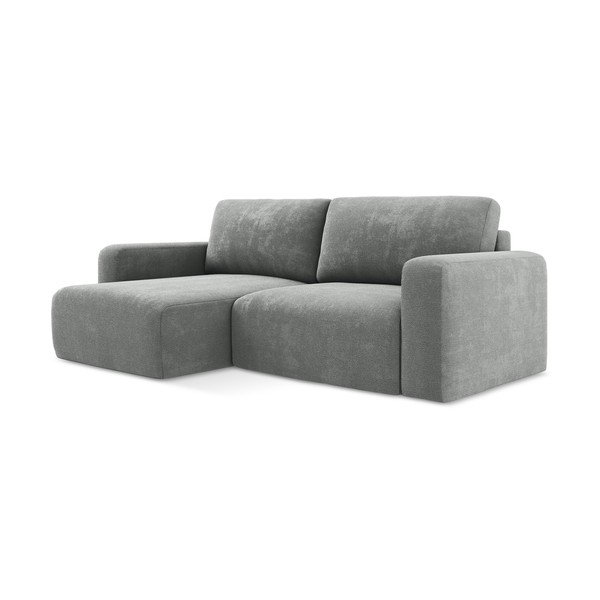 Сив шенилов сгъваем/с място за съхранение ъглов диван (ляв ъгъл) Kona – Makamii-image-2