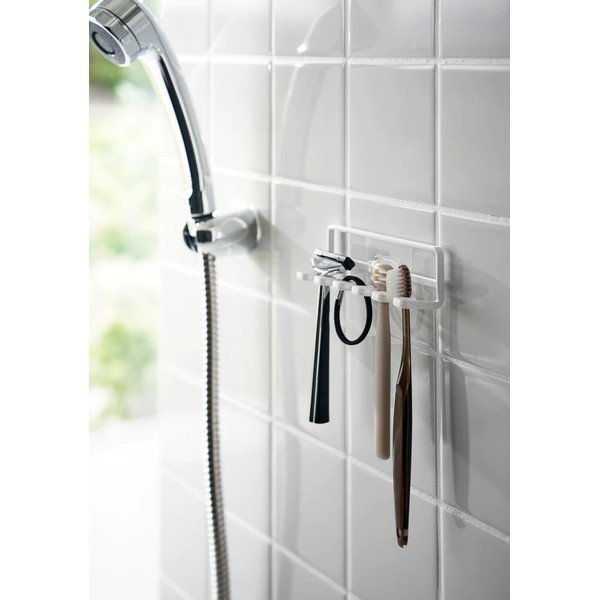 Бял самозалепващ метален държач за четки за зъби Film Hook – YAMAZAKI-image-3