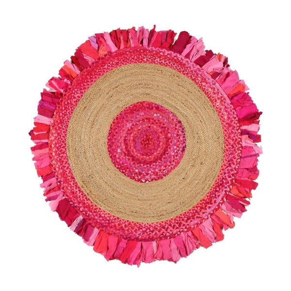Кръгъл килим от юта и памук Eco Rugs Girl Power, Ø 150 cm - Eko Halı