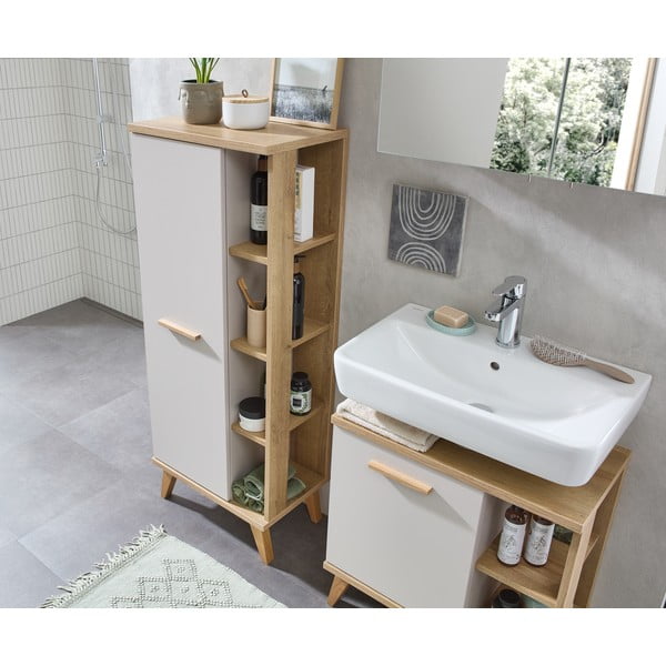 Кремав шкаф за мивка от декор от дъб  60,5x65 cm Quickset 966 – Pelipal-image-3