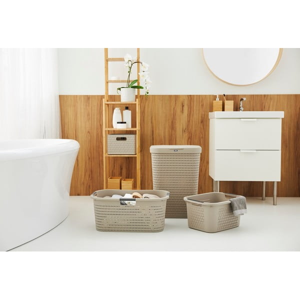 Бежов пластмасов кош за пране 55 л Country - Rotho-image-2